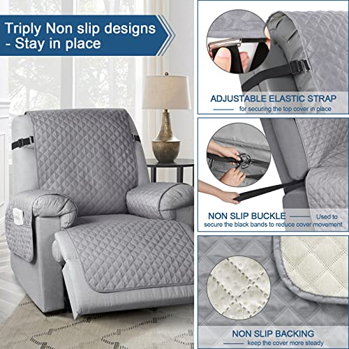Taococo Non-Slip Recliner Chair Cover Sofa Slipcover, Pet Cover For Small Recliner Chair With Elastic Straps, Washable Reclining Chair Cover Recliner Furniture Protector (23'' Small, Light Gray) #TOP4