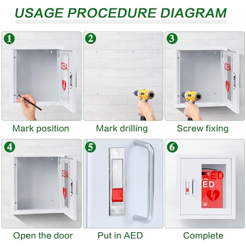 Likom Cabinet Defibrillator Wall Mount Storage Cabinet,Aed Cabinet Stainless Steel Storage Cabinet With Snap Lock Fits All Brands Cardiac Science thumb #3