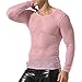 QiaTi Men's Fishnet Shirt Mens Fishnet Top Mesh Transparent Long Sleeve Muscle T-Shirt Net Undershirt Top