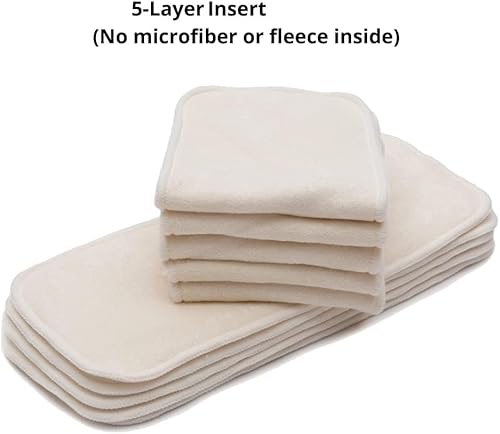 Miniatura 3 de Kawaii Baby Inserto de pañales de tela de etiqueta premium, 5 capas, lavable, reutilizable, uso con pañal de tela de tamaño único, paquete de 10