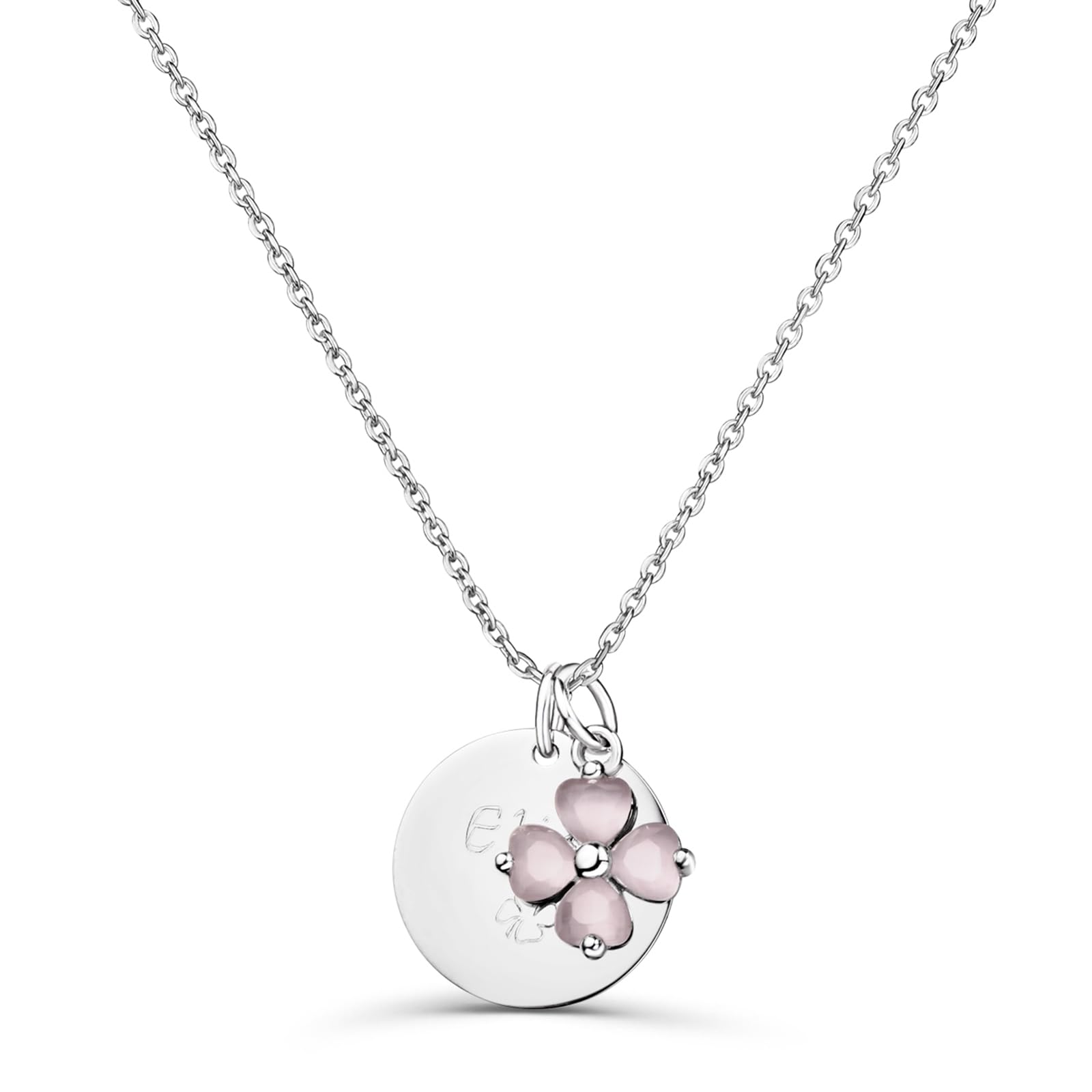 Moments Precious Collar infantil personalizado colgante trébol rosa, plata