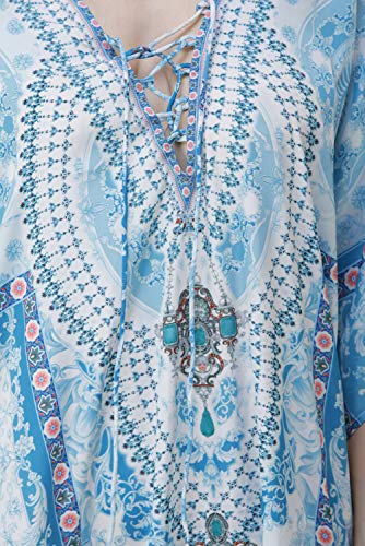 Image of RAVI RAJORIA Georgette Digital Printed Beach Wear Kaftan Blue Free Size R800 | Multi Color 2
