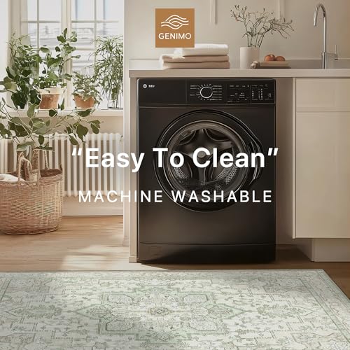GENIMO 2'6''x12 Runner Rugs for Hallway, Machine Washable Non Slip Vintage Rugs, Low Pile Lightweight Soft Print Rug for Enrtyway, Corridor, Home Office, Kitchen, Oat Light