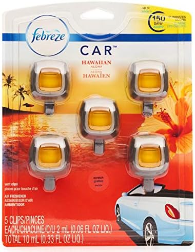 Febreze Car Air Freshener, Set of 5 Clips, Hawaiian Aloha - up to 150 Days