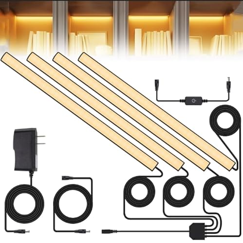 JUSJUBR Led Shelf Lights, 4x12 Inch Warm White 3000K Dimmable