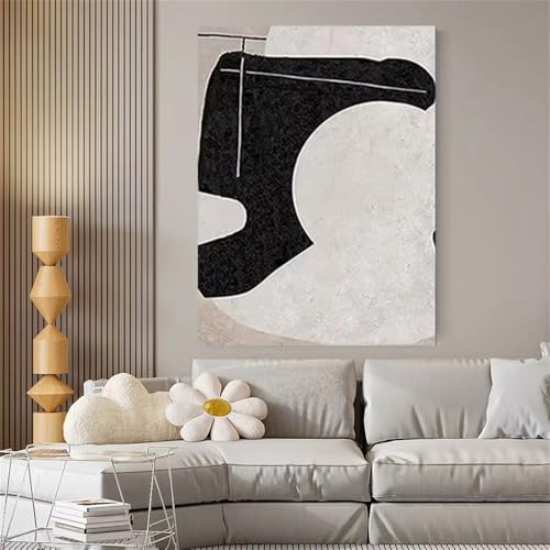 Tableau abstrait imprimé sur toile noir et blanc affiche décorative - 4