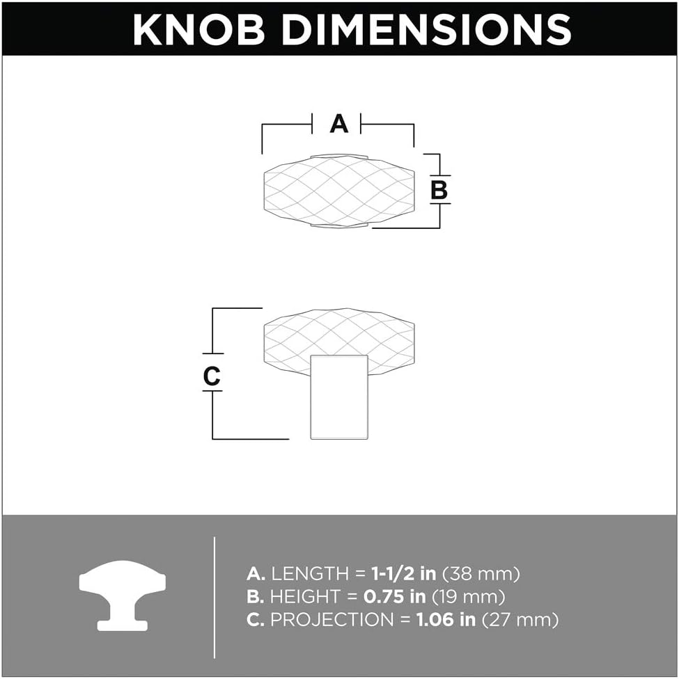 Franklin Brass P40857K-117-C Cut Glass Oval Kitchen or Furniture Cabinet Hardware Drawer Handle Knob, 1-1/2-Inch (38mm), Brushed Brass, 4-Pack