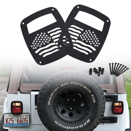 Jroad Black Aluminum Alloy Tail Light Guard For Rear Tail Light Cover Compatible With 1987-2006 Jeep Wrangler Yj Tj - Pair #TOP24