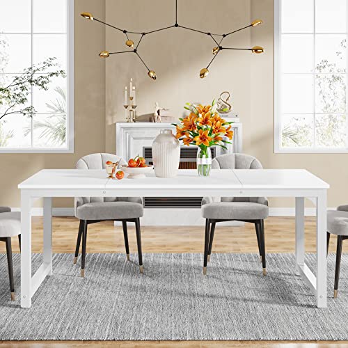 Tribesigns 71"X31.5" Dining Table, Industrial Kitchen Table For 6-8 Person, Rectangular Dinner Table For Dining Room Kitchen Living Room, With Heavy Duty Metal Legs, Rustic Brown #TOP4
