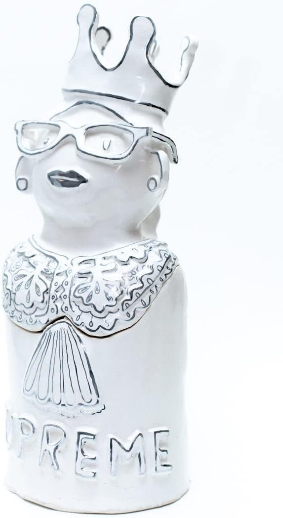 RBG Ruth Bader Ginsberg Bright White Ceramic Cookie Jar