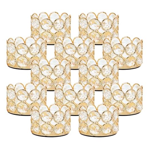 VINCIGANT Teelichthalter Gold Kristall, Metall Kerzenhalter Halter 12er Set //Weihnachtsdeko, Wohnzimmer, Dekoration Hochzeit Tisch