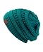 Trendy Warm Chunky Soft Stretch Cable Knit Slouchy Beanie Skully HAT20A, Teal
