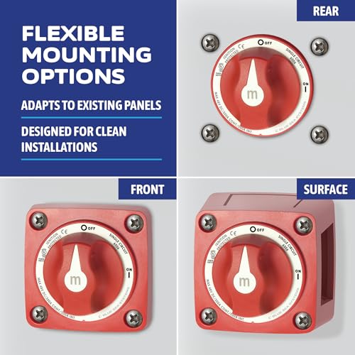 Image of Blue Sea Systems m-Series Battery Switch ON /OFF with Knob, 6006, Red