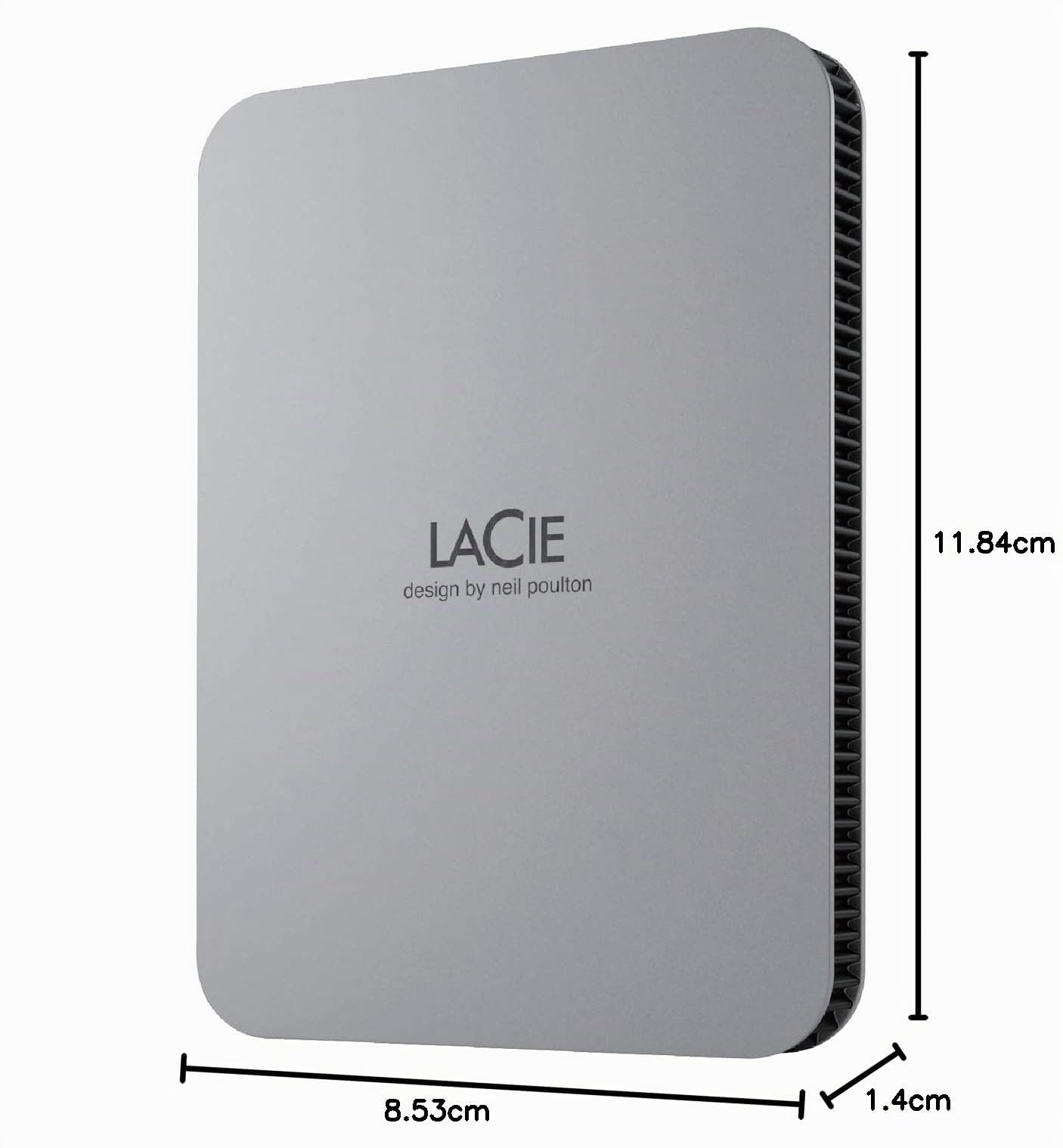 LaCie Mobile Drive V2 1TB — diseño fino, USB‑C Disco duro externo portátil 2,5", Moon Silver, para Mac y Windows — incluye Rescue Data Recovery