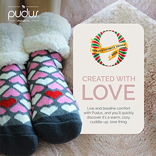 Pudus Classic Slipper Socks Heart Valentines Pink,Pink,One Size3