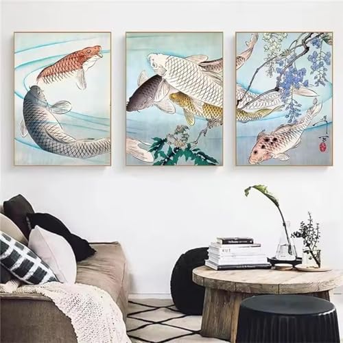Impression art mural carpe koi pour habiller un mur de salon vide