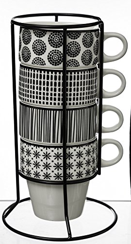 Secret De Gourmet - Juego de 4 tazas de porcelana de colores en el estante