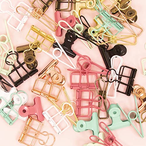 Image of Craftelier - Set of 6 Metal Clamps with 3 Different Sizes and 3 Different Designs | Holds for Scrapbooking and Craft Materials | Dimensions Approx. 1 x 5.5 cm, 3 x 4 cm, 3 x 3 cm - Turquoise Colour