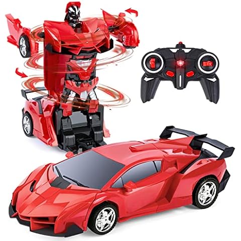 Thedttoy Transforming Toys Remote Control Transform Car 2 in 1 Remote Control Cars for Kids Boys Ages 4-11 Deformation Robot RC Car for Kids Boys Girls (Red) Cover