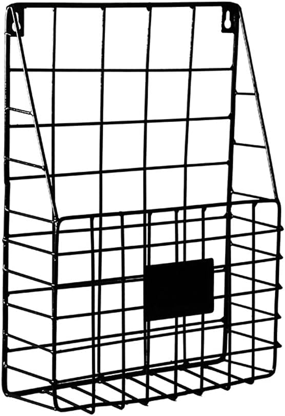 Mail Organizer Wire Basket Wall Mounted File Holder Hanging Document Foyer Storage Shelf Mail Organizer Wire Basket, Black
