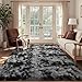 6x9 Ft Large Shag Rugs for Living Room Decor, Tie-Dyed Ultra Soft Fluffy Furry Area Rugs for Bedroom Indoor Floor, Aesthetic Carpet for Kids Home (Dark Grey)