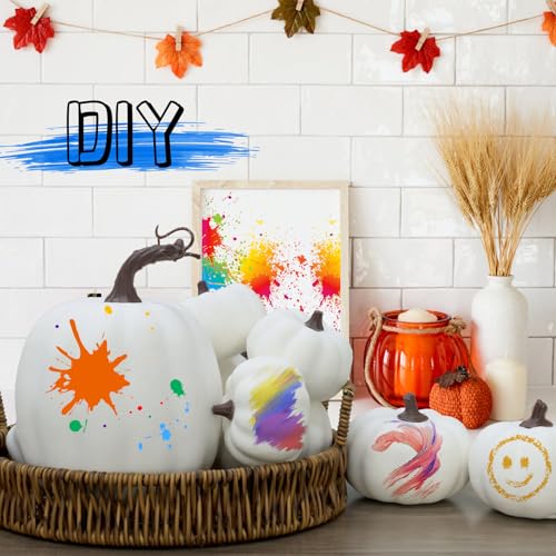 Image of Ghrdopy 9PCS Fall Pumpkin Decor - Plastic Artificial Fake Pumpkins Used for Home Party Outdoor Decor and Thanksgiving Decorations(White)