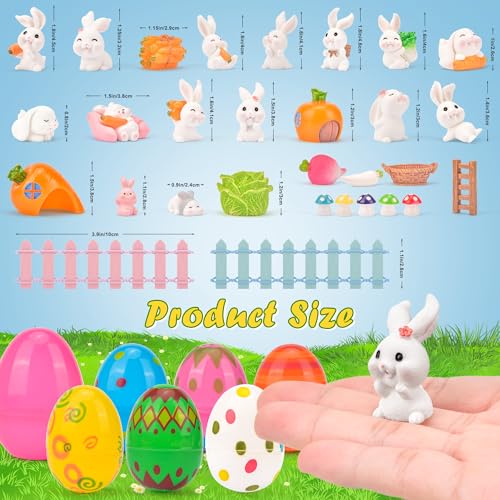 Noideeer 24 Stück Vorgefüllter Osterhasen-Ostereier, Plastik Ostereier Gefüllt mit Spielzeug, Ostereiersuche, Osterkorbfüller Geeignet für Jungen und Mädchen Partygeschenke - Osterspielzeug