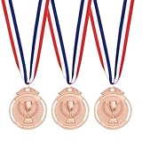 PATIKIL 2' Medallas De Premio De Metal 3 Piezas Medallas De Ganador con Cinta para El Cuello para Competencias Deportivas Eventos para Adultos Participación Marrón (Estilo Trigo)