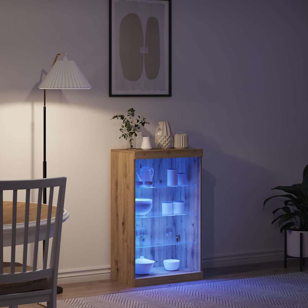vidaXL Buffet LED Chêne Artisanal 60,5 x 37 x 100 cm Bois d'ingénierie