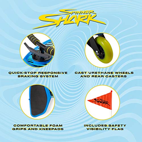 Spinner Shark Drifting Kneeboard - Scooter Board With Casters For Kids (Blue - 1Pc) #TOP3