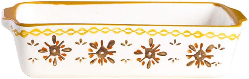 Oven Microwave Oven Special Microwave Oven Special Painted Ceramic Tray Double Handle Baking Tray Home Individual Lasagne Pan Deep (Color : Multi-Colored, Size : 1) (Multi Colored)