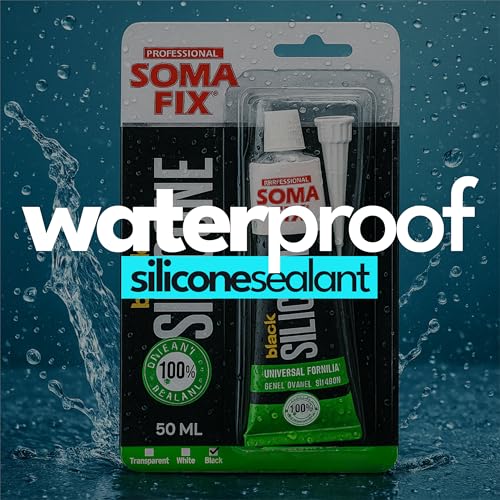 Image of Black Silicone Caulk (No Gun Needed) Flexible & Waterproof Caulking Tube | Silicone Sealant for Bathroom, Kitchen, Aquarium, Sink, Window, Countertop - 1.7 fl.oz