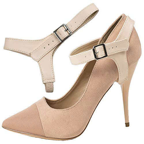 Eliza May Detachable Shoe Straps ShooStraps - to Hold Loose Heels, Wedges, Flats (Beige)