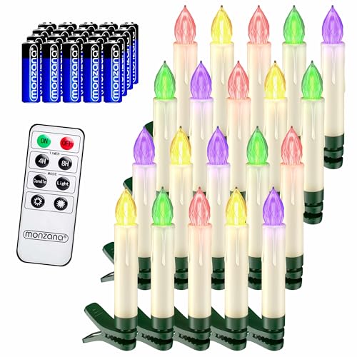Deuba® LED Weihnachtsbaumkerzen Kabellos 20er Set Bunt mit Batterie...