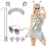 ✨ Accessoires Disco Scintillants : Bandeaux, lunettes de soleil, colliers, boucles d'oreilles et bagues : tout ce qu'il vous faut pour un look rétro festif.
