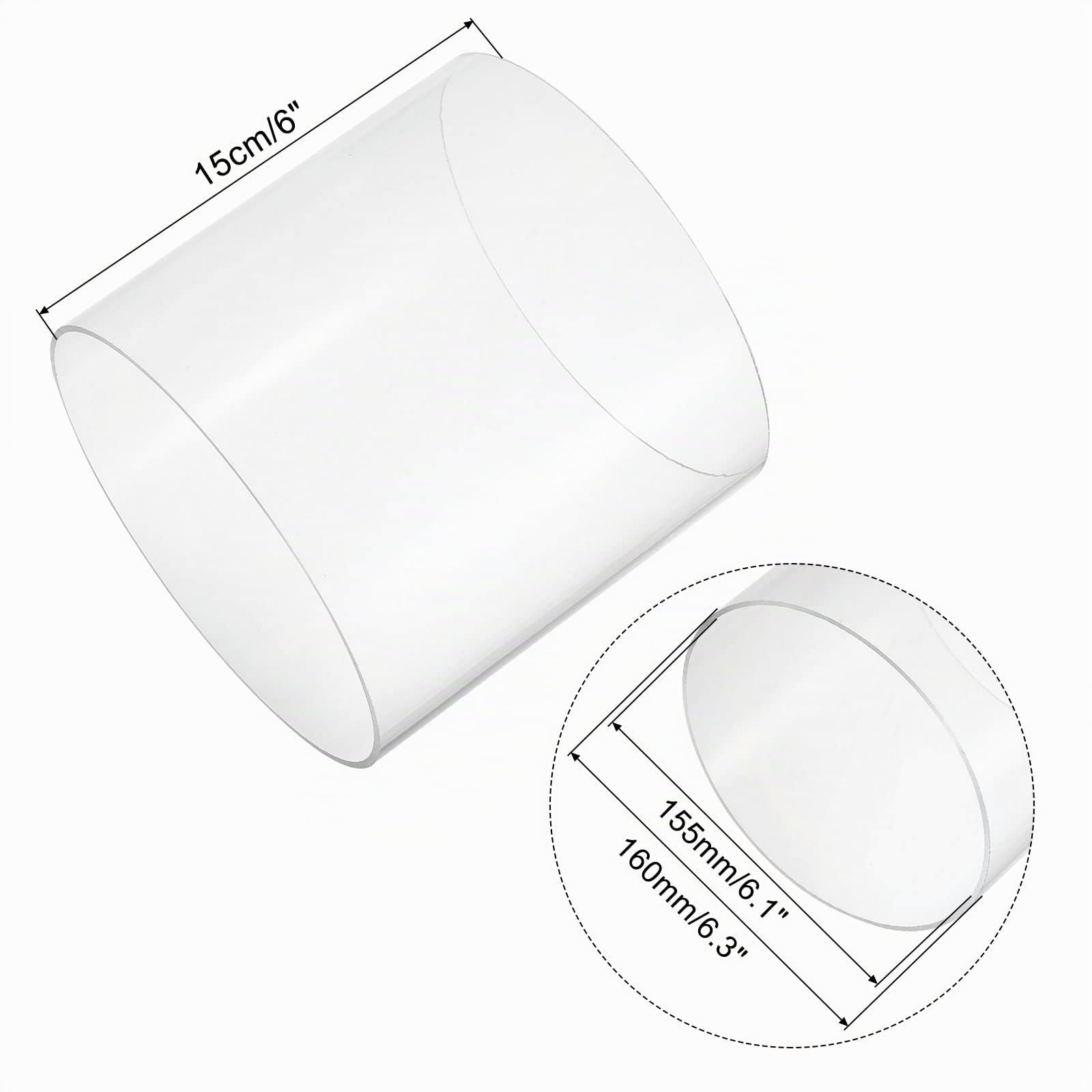 sourcing map Tubo acrilico trasparente, rigido, rotondo, 155 mm, diametro interno: 160 mm, diametro esterno: 15,2 cm, per lampade e lanterne, sistema di raffreddamento ad acqua