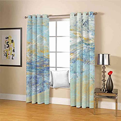 Rideau occultant 3D thermique isolant salon moderne bleu - 3