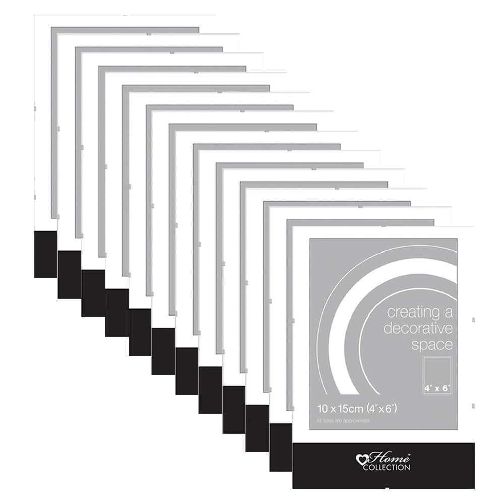 Set of 12-4" x 6" Clip Frame Frameless Glass Front Photo/Certificate/Picture/Wall Hanging Hook/Landscape/Portrait Poster Frame Home Office Wall