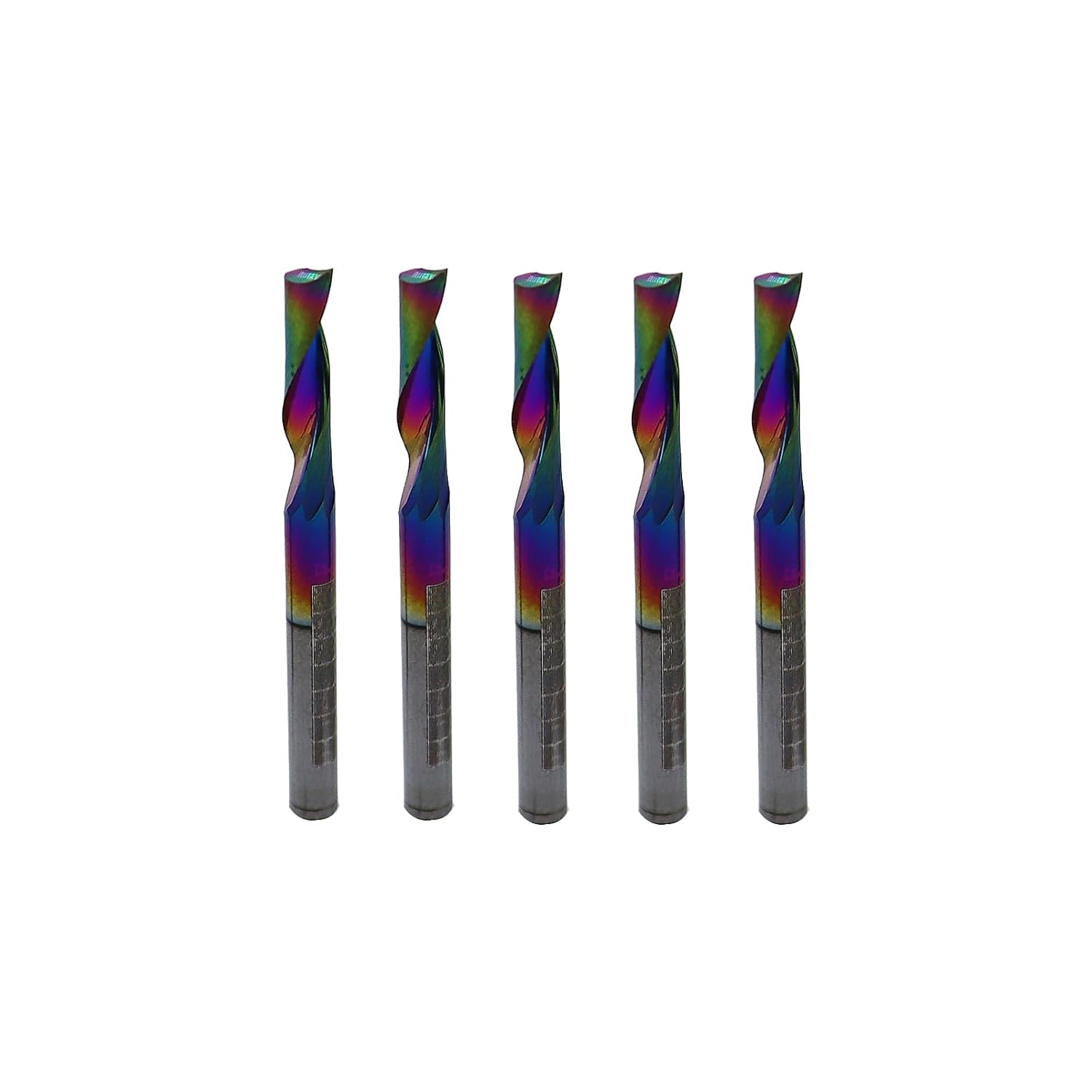 5Pcs 1/8in Solid Carbide 1Flute End Mill,DLC(Ta-C) Coated, Single Flute Bits Tool for Soft Material Such As Plastics,Aluminum, Copper, and Brass