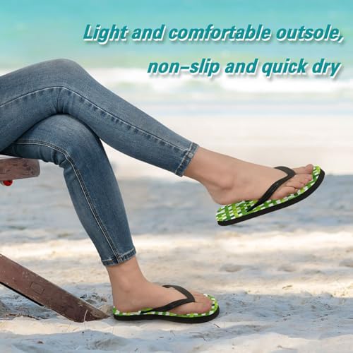 Flip Flop Sandals Green Weave Pattern Print for Women Men Beach Outdoor XS4
