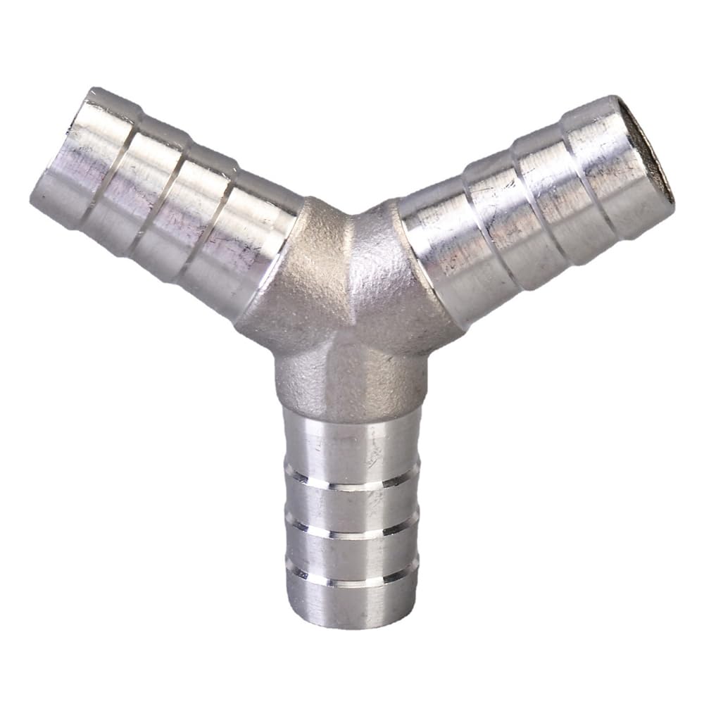 TopHomer OD 20mm, Stainless Steel Y Shape Wye Tee Hose Barb Fitting, 3-Way Barbed Connector for Air, Water, Oil, Fuel Gas for Water Pipes and Soft Hoses