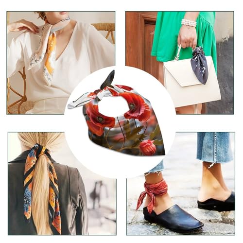 Square Kerchief Bandanas Silky Touch Head Scarf Green Flower Herb Sage Leaves And Branches Mask Scarf for Men & Women4
