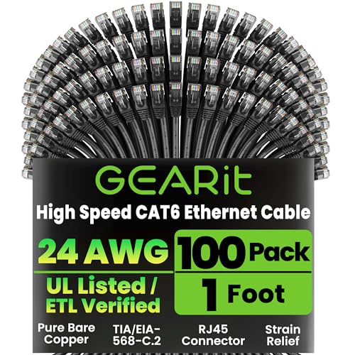 Câble Ethernet Catégorie 6 Gearit noir ultra résistant avec cordon de protection