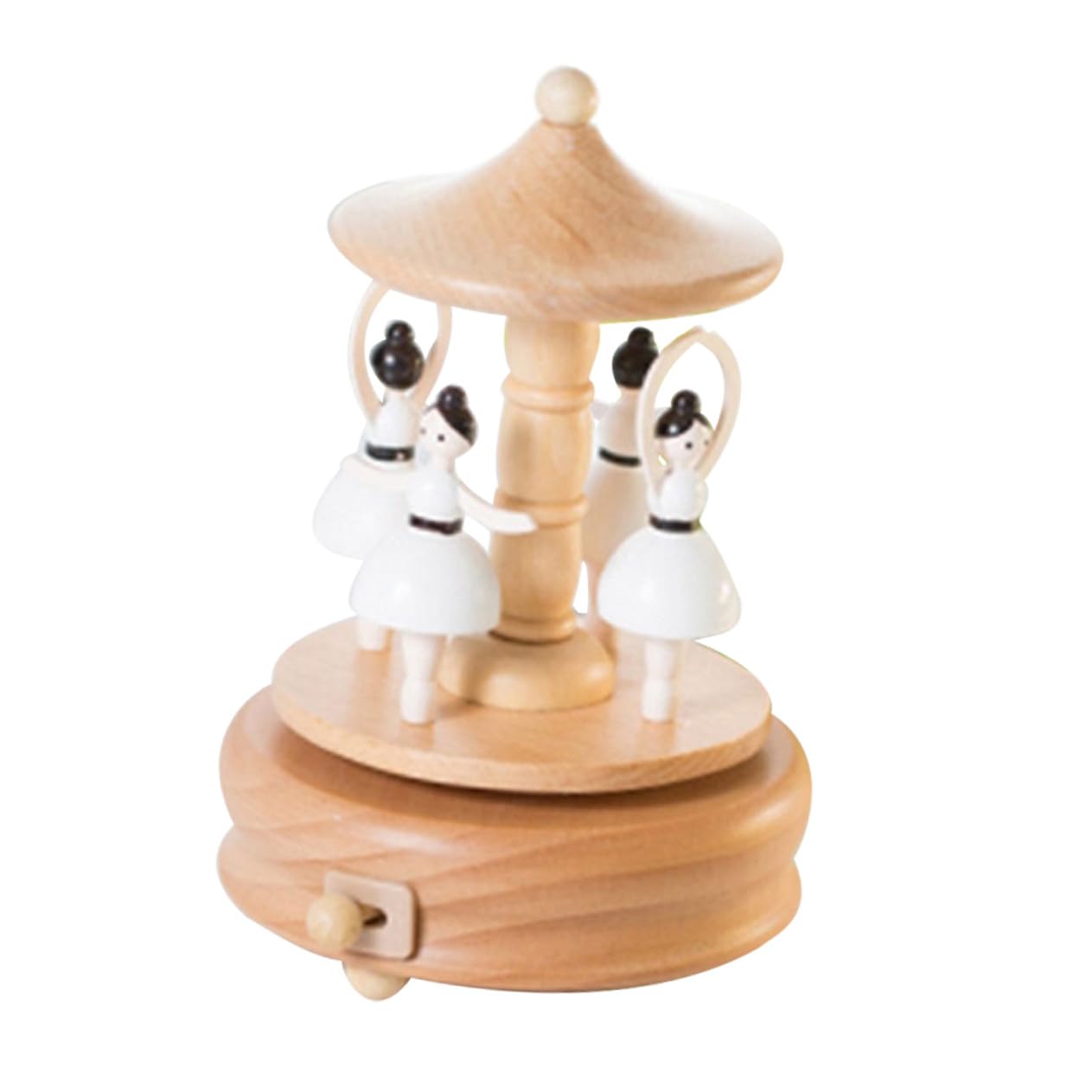 Caja de Música de Carrusel Giratoria de Madera Decoración Musical para Escritorio Adorno Creativo Figura de Bailarina Adecuado Obsequio Infantil y Cumpleaños Diseño Artesanal