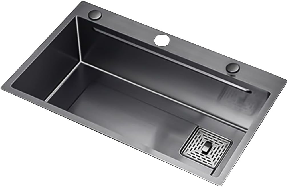 Kitchen Sink, Black Thickened Prep Sink, Stainless Steel Brushed Bar Sink, Drop-In Or Undermount Installation, Easy To Clean