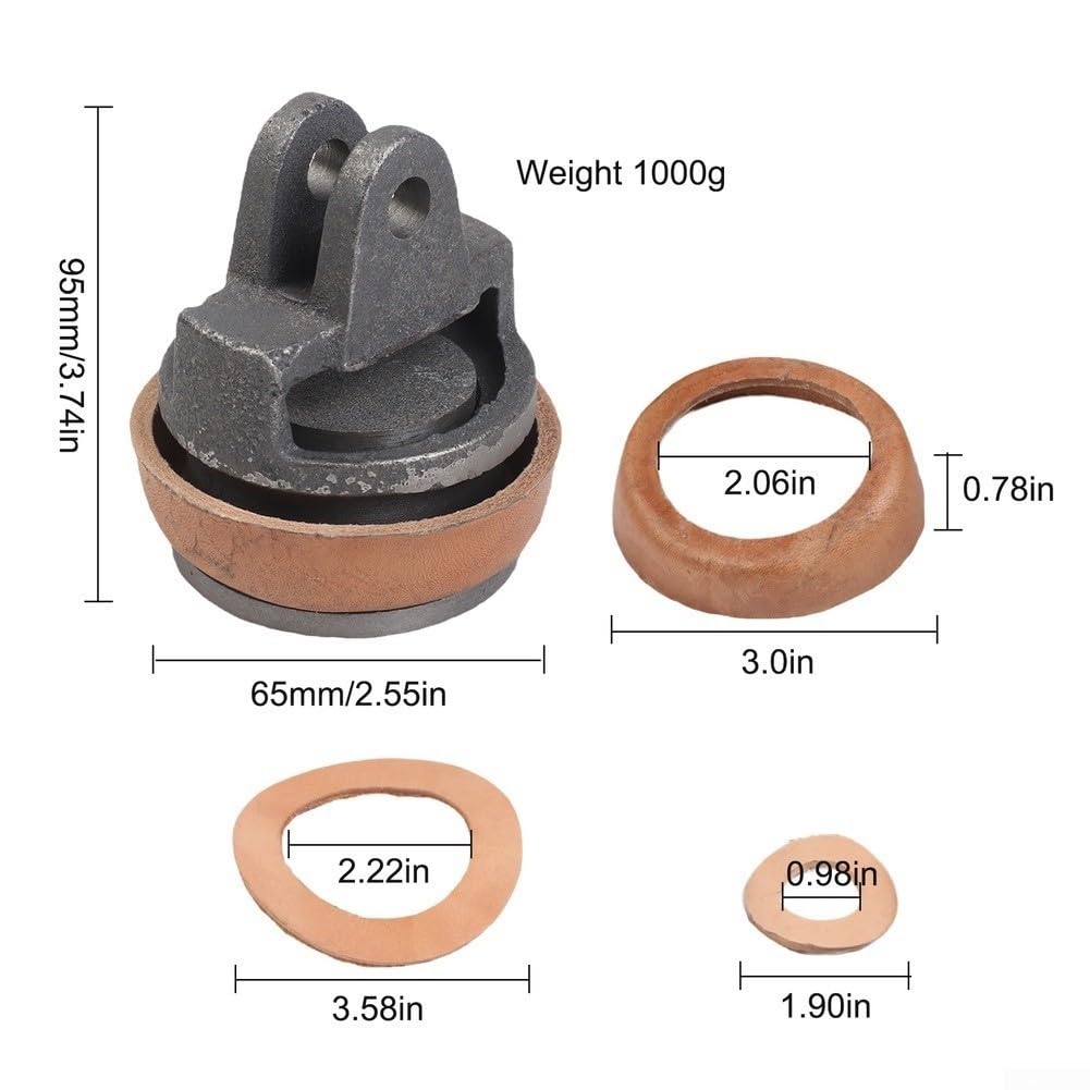 Pistone di ricambio per pompa manuale tipo 75 con valvola di passaggio, set di pistone in ghisa e pelle sintetica con guarnizioni e viti per pompe da giardino e fontane, arancione/nero