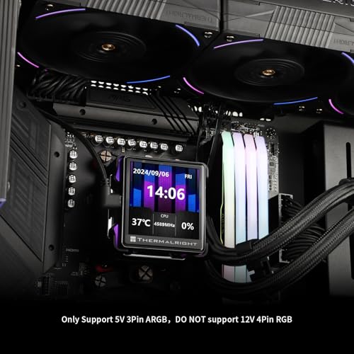 Image of Thermalright Elite Vision 360 ARGB BLACK AIO CPU Liquid Cooler,IPS LCD Screen with 320*320 Resolution,for AM4 /AM5 /Intel LGA1700 /1851,'2.73 inch'Magnet-Absorbent LCD Screen for Images,Black PC Cooling