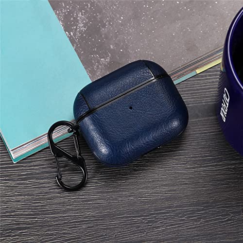 Yqg 2021 Leather Case Compatible With Airpods 3Rd Generation, Fully-Wrapped Portable Shockproof Leather Cover With Keychain For Apple Airpods 3 Charging Case For Women Men [Front Led Visible] Blue #TOP3