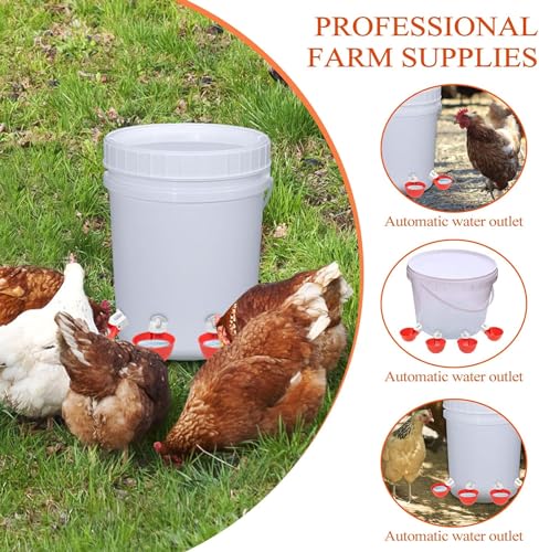 Foto von 5 Stück Hühnertränke Hühnerwasserspender DIY Hühnerwasserbecher Geflügeltränke für Hühner Tränke Hühnerzubehör Automatische Geflügeltränke Set für Hühner Enten Gänse Truthähne Taube