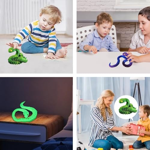 nnOuOnn 3D Printed Snake in Egg, 3D Printed Fidget Mini Animals Toy Articular Mobility Toys, Articulated Flexible Snake Statue Decor for Home Office (Purple) - Image 6